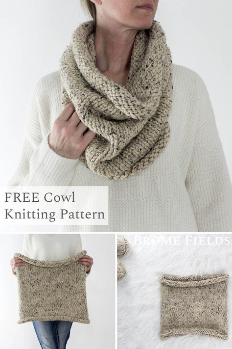 Easy Chunky Knit Cowl : FREE Knitting Pattern : Brome Fields Easy Knitted Cowl Patterns Free, Knitting Pattern Cowl, Knitting Cowl Patterns, Knit Cowl Pattern, Bulky Knit Cowl Pattern Free, Free Cowl Knitting Patterns, Cowl Knitting Patterns Free Chunky, Knitted Cowl, Chunky Hat Knitting Pattern Free