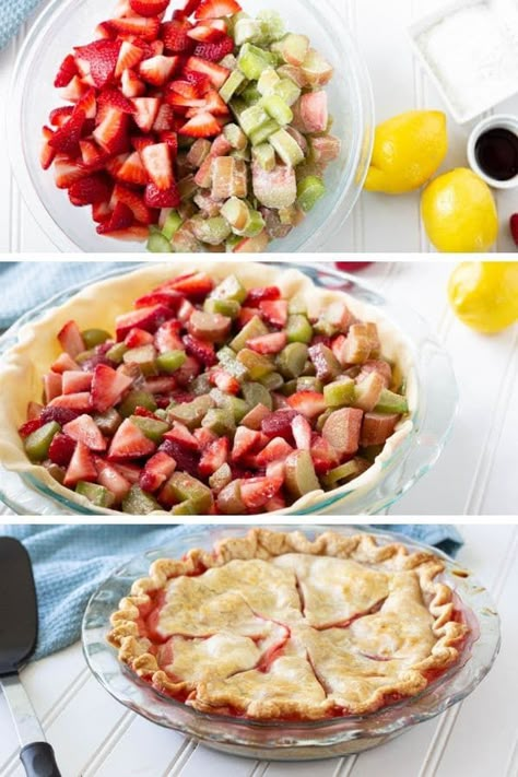 Strawberry Rhubarb Pie is the perfect way to cook up your rhubarb from the season. A rhubarb strawberry pie with a sweet and tangy filling. #pie #rhubarb #strawberry #easy #homemade #sweetandtangy #frozenrhubarb #dessert #pie #summerpie #springpie #pieforacrowd Easy Strawberry Rhubarb Pie, Blueberry Bake, The Best Pie Crust, Rhubarb Pie Recipe, Strawberry Rhubarb Recipes, Strawberry Rhubarb Pie Recipe, Rhubarb Recipes Pie, Best Pie Crust, Pavlova Dessert