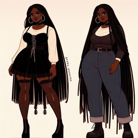 Plus Size Figure Drawing Reference, Plus Size Illustration, Black Oc, Artsy Pics, Cartoon City, Character Profiles, Plus Size Art, Body Base, City Cartoon