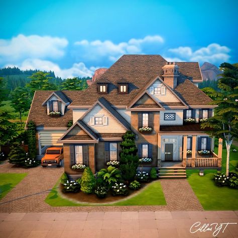 Sims 4 30x40 House, Sims 4 House Exterior, Sims 4 Suburban House, Sims4 Inspiration, Sims4 Houses, Sims 4 Family House, Sims 4 Loft, Sims Lots, Sims 4 Builds