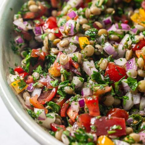 Lentil Tabbouleh Salad Recipe - Balancing Bowls Coleslaw With Apples, Lentil Tabbouleh, Middle Eastern Salad, Tabbouleh Salad Recipe, Apple Coleslaw, Middle Eastern Salads, Lentil Salad Recipes, Tabbouleh Recipe, French Green Lentils