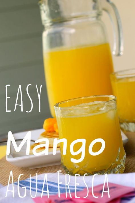 Mango Water Recipe, Mango Agua Fresca Recipe, Mexican Theme Party Food, Mango Agua Fresca, Summer Teas, Aqua Fresca Recipes, Mango Water, Mexican Mango, Brunch Pastries