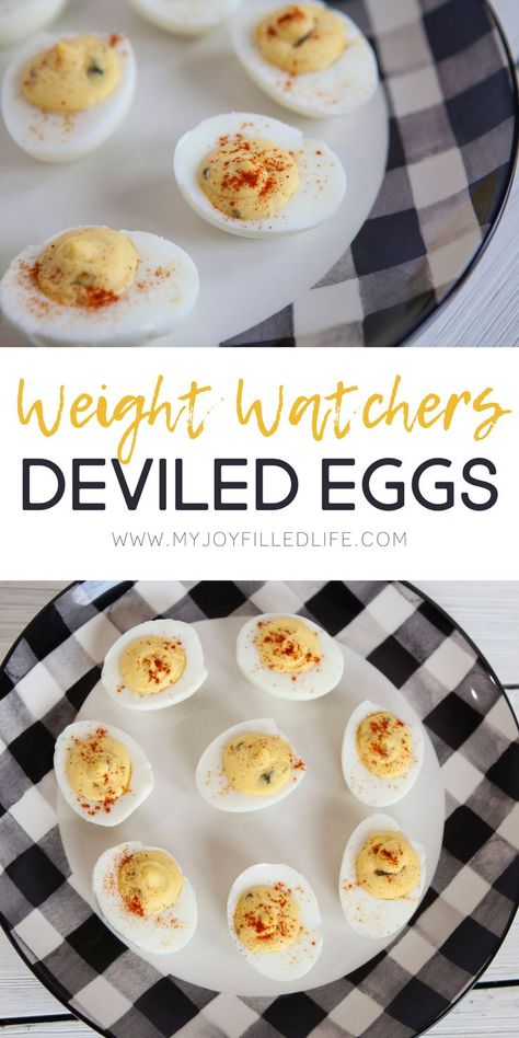 Make a batch of these 1-point Weight Watchers deviled eggs to have on hand when you are wanting a healthy, low-point snack! Ww Deviled Eggs, Ww Deviled Eggs Recipe, Weight Watchers Deviled Eggs, Low Calorie Deviled Eggs, Weight Watchers Thanksgiving Recipes, Low Point Weight Watchers Snacks, Ww Low Point Meals, Deviled Eggs Healthy, Weight Watchers Sides