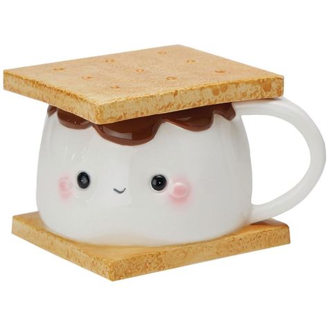 Marshmallow S'more Mug With Lid | Mugs | Unique Gifts, Gear & Home Decor | Karma Kiss Marshmallow Face, Marshmallow Smores, Cute Marshmallows, S'mores Bar, Morning Drinks, Chocolate Bomb, S'mores, Mug With Lid, Cute Mugs