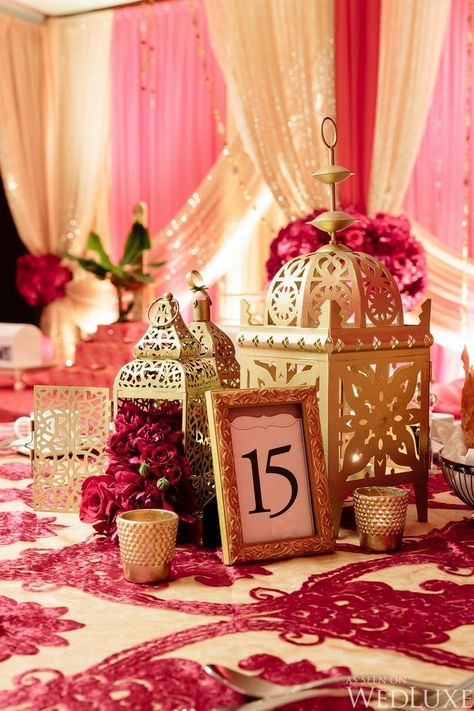 An Exotic & Colorful Bollywood Quinceanera Theme - Quinceanera Indian Wedding Centerpieces, Moroccan Wedding Theme, Curvy Wedding, Moroccan Theme, Indian Theme, Quinceanera Themes, Mehndi Decor, Indian Wedding Inspiration, Multicultural Wedding