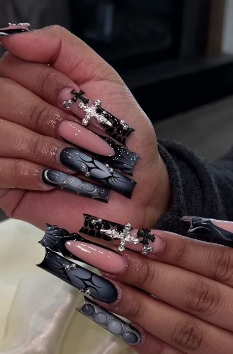 1st Of April, Punk Nails, Baddie Nails, Colored Acrylic Nails, Dope Nail Designs, Acrylic Nails Coffin Pink, Unique Acrylic Nails, Long Square Acrylic Nails, Bling Acrylic Nails