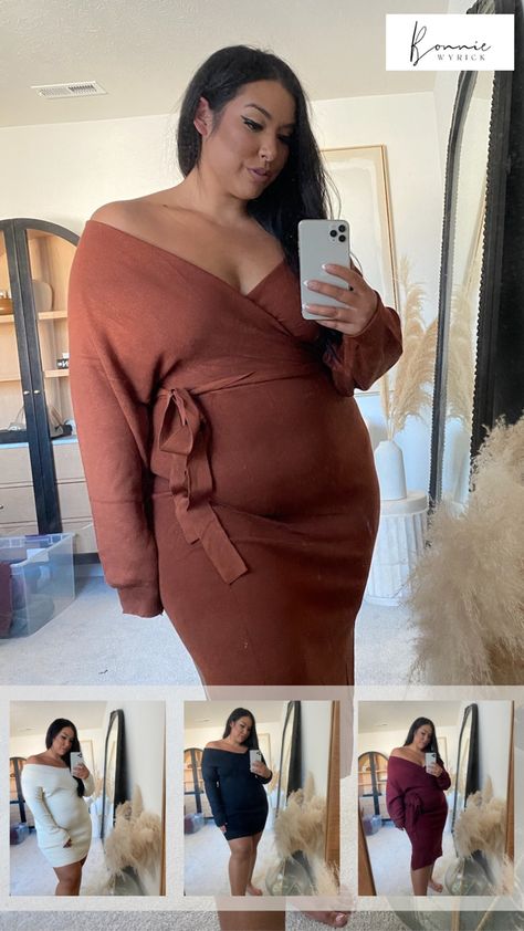 Sweater Dress, Wedding Guest Dress, Holiday Dress, Midsize Fashion Curvy Fall Dresses, Fall Sweater Dresses, Fall Fashion Midsize, Midsize Fashion Fall, Fashion Wedding Guest, Sweater Dress Plus Size, Sweater Dress Fall, Dresses From Amazon, Fashion Midsize