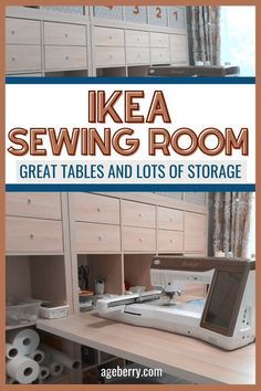 Sewing Pattern Storage Ideas, Ikea Sewing Room Ideas, Ikea Sewing Room, Ikea Sewing Rooms, Quilt Room Organization, Sewing Room Ideas, Sewing Closet, Small Sewing Rooms, Craft Room Tables