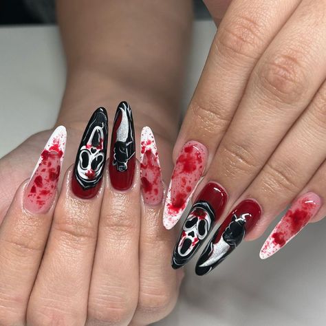 Nails by Marisol🤍 (@maris.nailssss) • Instagram photos and videos Splatter Nails, Blood Splatter, Nail Tech, Halloween Nails, Simple Nails, Fall Halloween, Nail Ideas, Nail Designs, Nail Art