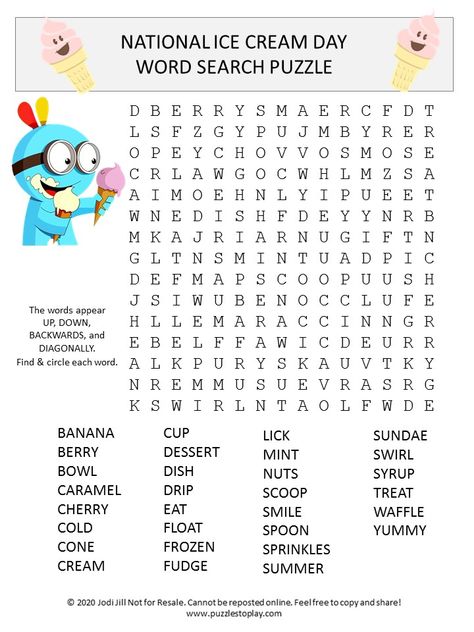 National ice cream day word search puzzle Free Word Search Puzzles, National Ice Cream Day, Word Search Puzzles Printables, Puzzle Worksheet, Free Word Search, Free Printable Puzzles, Ice Cream Day, Free Puzzles, Printable Puzzles