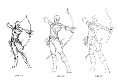 Archer Pose, Archery Poses, Drawing Poses Male, Poses Male, Drawing Examples, Different Poses, Figure Sketching, Bow And Arrow, 캐릭터 드로잉