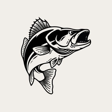 Walleye Leaping out of the water Walleye Tattoo, Illustration Fish, Fishing Logo, Bowfishing, Walleye Fishing, Fish Illustration, Fish Logo, Fish Art, Sports Team