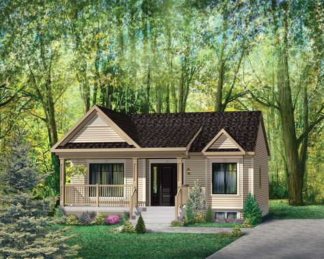 Small Craftsman Cottage Plan | 806 sq ft. 1 bed 1 bath | basement | 30w × 28d | Plan #25-4645 | Houseplans.com Cottages Ideas, Mil Suite, Tiny Cottages, Small Cottage House Plans, Small Cottage Homes, Retirement Living, A Small House, Small House Floor Plans, Ranch Style House Plans