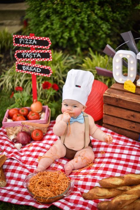 Pizza Baby Month Pictures, Unique 1st Birthday Photo Shoot Ideas, 100 Foods Before 1 Photoshoot, Spaghetti Smash Photoshoot, Spaghetti Photoshoot, Boys 1st Birthday Photo Shoot Ideas, Unique Baby Photoshoot Ideas, Florence Kentucky, Bowl Of Spaghetti