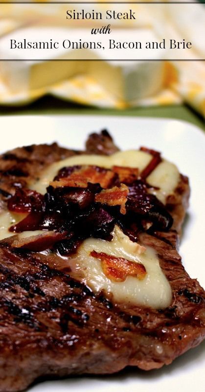 Sirloin Steak with Balsamic Onions, Bacon and Brie   {Paleo (omit the brie), Primal, Traditional Foods, Real Food} Bacon And Brie, Recipes Muffins, Balsamic Onions, Muffins Healthy, Sirloin Steak, Cinnamon Muffins, Cinnamon Recipes, Brie Cheese, Healthy Apple