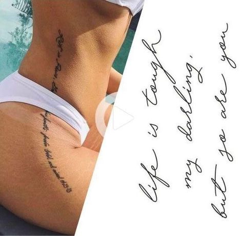 Side Hip Tattoos, Side Thigh Tattoos, Meaningful Tattoos For Women, Hip Tattoos Women, Writing Tattoos, Inspiration Tattoos, Thigh Tattoos, Tattoo Women, Ring Tattoos