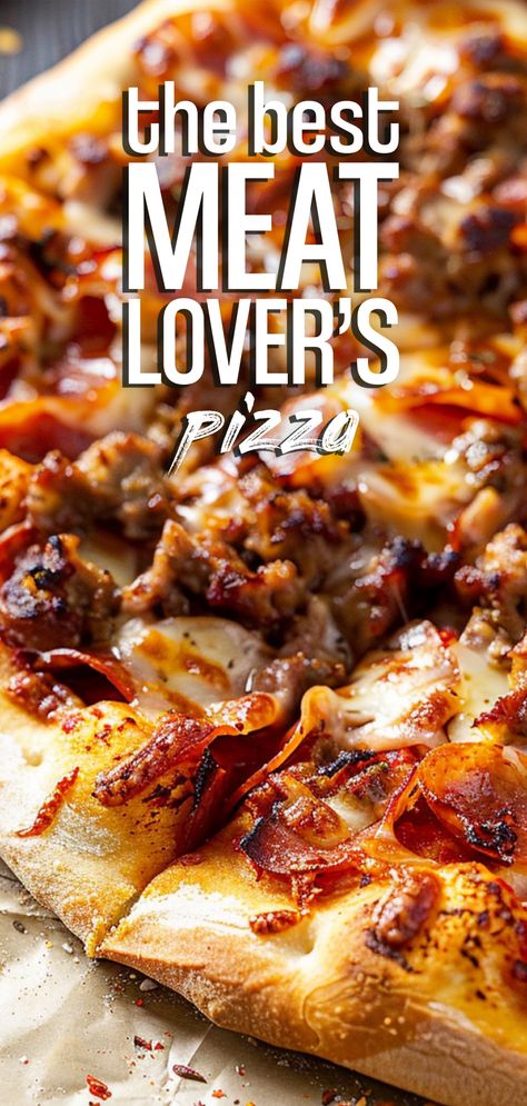 Homemade Meat Lovers Pizza, All Meat Pizza, Pizza Meat Lovers, Ground Beef Pizza, Meat Feast Pizza, Meat Pizza Recipes, Meat Pizza, Meat Lovers Pizza, Sausage Pizza