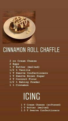 Cinnamon roll Cinnamon Roll Chaffle, Postre Keto, Low Carb Sweets, Makanan Diet, Keto Cooking, 140 Pounds, Recipes Keto, Low Carb Breakfast, Waffle Recipes