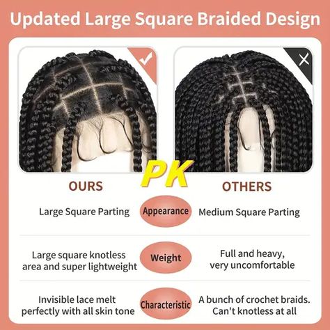 Temu | Explore the Latest Clothing, Beauty, Home, Jewelry & More Frontal Braids, Large Knotless, Box Braided Wigs, Magic Hair Curlers, Large Box Braids, Box Braid Hair, Twist Box Braids, Contour With Eyeshadow, Curling Iron Hairstyles