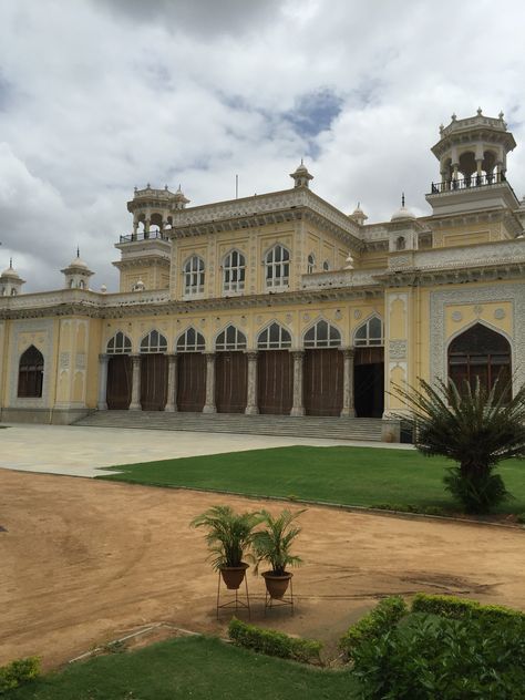 Chowmahalla Palace in Hyderabad, India Chowmahalla Palace Hyderabad, Chowmahalla Palace, Baby Pink Saree, South Asian Aesthetic, Mughal Architecture, Asian Aesthetic, Village House, Village House Design, Village Houses