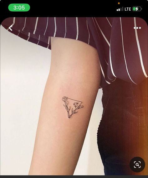 Triangle Birth Flower Tattoo, Triangle And Flower Tattoo, Tattoo Triangle Flower, Roses Triangle Tattoo, Triangle Tattoo Ideas, Jjk Tattoo Ideas, Minimalist Triangle Tattoo, Dainty Triangle Tattoo, Jjk Tattoo