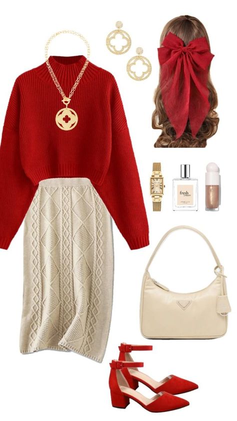 Fall Outfits With Sweaters, Modest Christmas Outfit, Outfits With Cardigans, Outfit Vestido Rojo, Fall Weekend Outfits, Trendy Christmas Outfits, Modesty Outfits, Weekend Outfits, Cute Modest Outfits