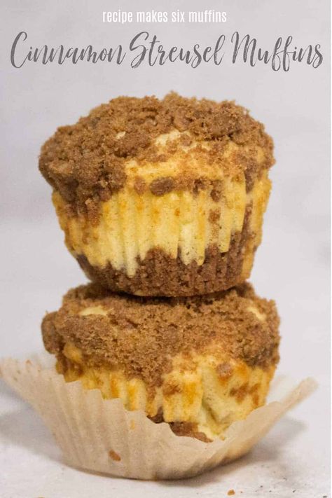 The BEST Small Batch Cinnamon Streusel Muffins Recipe • A Weekend Cook® Raspberry Cream Cheese Muffins, Cinnamon Coffee Cake Muffins, Brown Sugar Muffins, Cinnamon Streusel Muffins, Cinnamon Crumb Cake, Crumb Cake Muffins, Small Batch Baking, Cinnamon Crunch, Cinnamon Coffee Cake