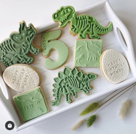 Food Gift Box, Sugar Biscuits, Graze Box, Dinosaur Cookies, Birthday Dinosaur, Fondant Cookies, Dino Birthday, Dino Party, Iced Cookies