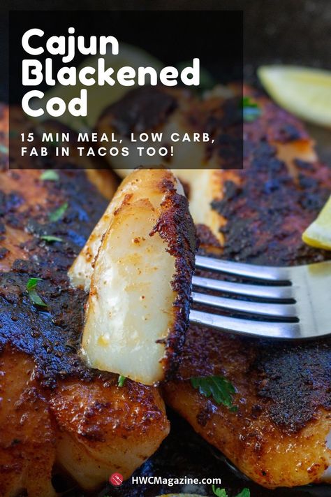 Blackened Cod, 15 Min Meals, Cod Fish Recipes, Fish Taco, Cod Recipes, 15 Minute Meals, Low Carb Breakfast Recipes, Cuisine Recipes, Low Carb Recipes Dessert