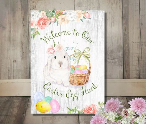 Easter White Rabbit 'Welcome to Our Egg Hunt' A3 Wall Art Print Sign   | eBay Pirate Party Decorations, Rabbit Wall Art, White Rabbits, Pirate Party, A3 Size, Art Sign, Easter Party, Cellophane Bags, Easter Egg Hunt