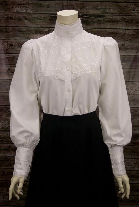 White Victorian Blouse, Victorian Shirt Pattern, Victorian Blouse Pattern, Victorian White Shirt, Victorian Shirt Women, Vintage White Shirt, Thrift List, Victorian Shirt, Victorian Blouse