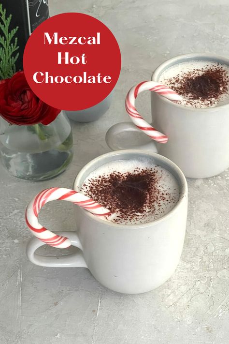 Mezcal Hot Chocolate with a Peppermint Stick! https://www.momskitchenhandbook.com/mezcal-hot-cocoa-with-peppermint-stick/ Warm Winter Cocktails, Cold Weather Drinks, Spiked Cider, Spiked Hot Chocolate, Winter Cocktail, Homemade Hot Cocoa, Cozy Drinks, Peppermint Sticks, Winter Cocktails