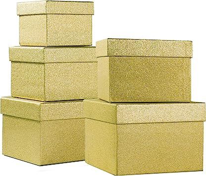 Nesting Gift Boxes, Gold Glitter Christmas, Cardboard Storage, Elegant Gift Wrapping, Minimal Gifts, Decorative Storage Boxes, Gold Gift Boxes, Present Christmas, Glitter Gifts