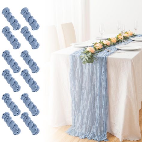 PRICES MAY VARY. Cheesecloth Fabric What You Get:You will get 10ft(305cm) cheesecloth table runners, which is longer than other table runners.Suitable for most rectangular and round tables with a long enough drape Cheese Cloth Table Runner:This translucent gauze table runner has a pleated design and it is very soft and can be folded at will.It can be used as a daily table centerpieces or for special events such as weddings and baby shower Boho Table Runner:If you are a boho lover, try this chees Blue Cheesecloth Table Runner, Graduation Banquet, Rustic Wedding Table Runners, Banquet Table Decorations, Table Runner For Wedding, Cheesecloth Table Runner, Wedding Table Runner, Table Cloth Decorations, Boho Table Runner