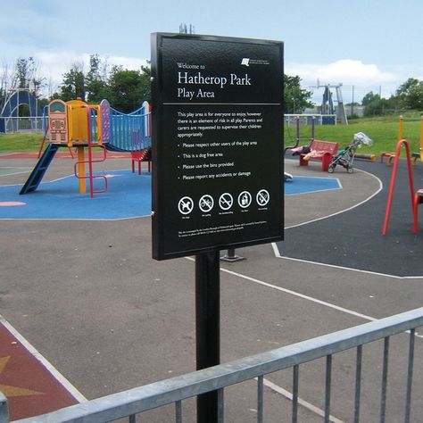 Playground Signage, Playground Signage Design, Playground Graphic Design, Park Signage Design, Epdm Playground, Park Wayfinding, Playground Rules, Park Wayfinding Signage, Sign System