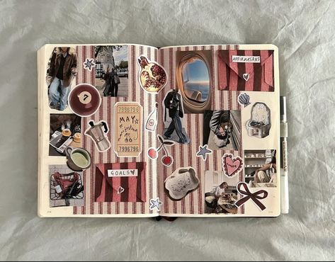 Freshman Scrapbook, Journal Ideas Scrapbook, Polaroid Journal, Hobonichi Inspiration, Travel Journal Prompts, Pretty Journals, Cool Journals, Commonplace Book, Diy Journal Books