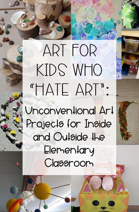 Art for Kids Who “Hate Art”: Unconventional Art Projects for Inside and Outside the Elementary Classroom – Inquiring Intermediates Elementary Art Choice Board, Homeschool Art Projects Middle School, Art Club Elementary Ideas, Art For 3rd Grade Students, Art Teacher Hacks, Art For 5th Grade, Art Projects Elementary School, One Day Art Lessons Elementary, Art Projects For Elementary Students