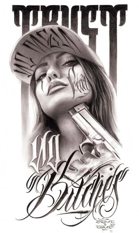 Lowrider Tattoo, Mujeres Tattoo, Chicano Tattoos Sleeve, Catrina Tattoo, Girl Face Tattoo, Gangsta Tattoos, Chicano Style Tattoo, Prison Art, Chicano Tattoos