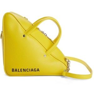 Women's Balenciaga Small Triangle Duffel Bag Yellow Balenciaga, Expensive Purses, Yellow Triangle, Bags Balenciaga, Triangle Bag, Gucci Purses, Diy Handbag, Bold Logo, Duffle Bags