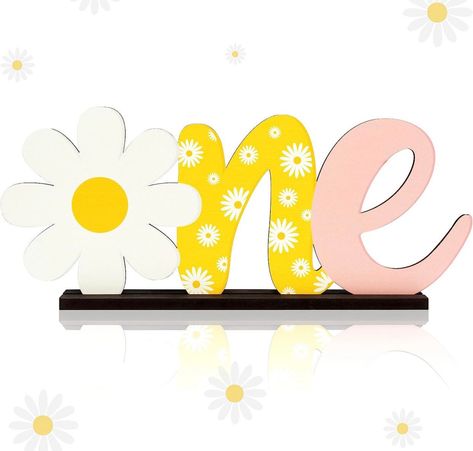 Groovy Decorations, Wooden Table Centerpiece, Groovy Letters, Flower Party Decorations, Groovy One, Groovy Party, Groovy Birthday, Wooden Centerpieces, Daisy Party