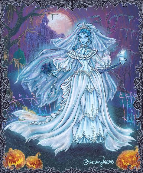 Constance Hatchaway Haunted Mansion, Constance Hatchaway Art, Constance Hatchaway, Disney Haunted Mansion Art, Ghost Fashion, Ghost Bride, Haunted Mansion Disneyland, Disney Parade, Black Butler Characters