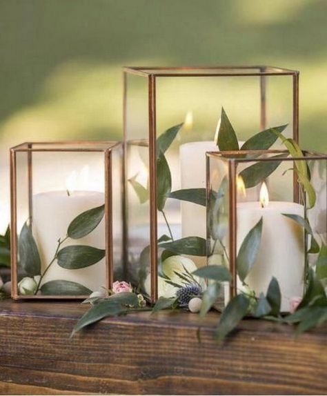 Copper Candle, Glass Votive Holders, Copper Wedding, Wedding Centerpieces Diy, Wedding Table Decorations, Glass Votive, Deco Floral, Candle Centerpieces, Wedding Table Centerpieces