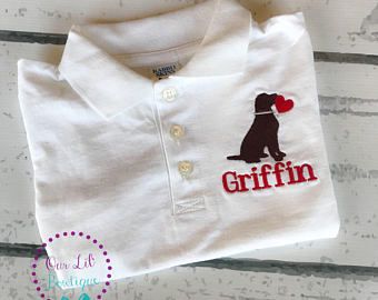 Monograms Appliques Embroidery & More by OurLilBowtique on Etsy Valentine Dog, Bodysuit Shirt, Monogram Embroidery, Applique Monogram, Grey Polo Shirt, Boys Shirt, Spring Hill, Shirt Short Sleeve, Personalised Kids