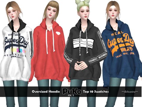 Baggy Shirts, Oversized Sweater Outfit, Baggy Shirt, Baggy Tops, Baggy Hoodie, Baggy Clothes, Hoodie Oversize, Sims 4 Clothing, The Sims4