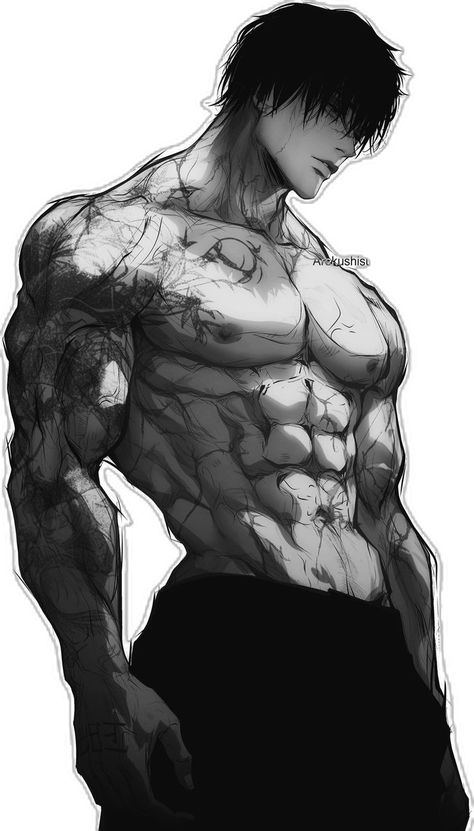 Gym Rat Wallpaper Aesthetic, Men Muscles Drawing, Male Character Design References Poses, Biker Boy Drawing, Body Wallpaper Aesthetic, Toji Fushiguro Full Body Picture, Toji Physique, Hot Anime Men, Aesthetic Body Men