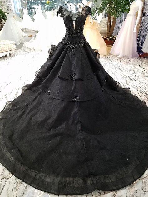 2018 New Arrival Luxury Ball Gown Black Wedding Dresses Gothic Court Vintage Non White Bridal Gowns Pricness Long Train Beaded Cap Sleeves Black Ball Gown Wedding Dress, Black Wedding Dress Gothic, Black Wedding Gowns, White Bridal Gown, Black Wedding Dress, Black Ball Gown, Bridal Gowns Vintage, Mermaid Style Dress, Satin Wedding Gown