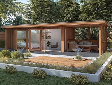 Garden Rooms | Luxury Garden Rooms | Crown Pavilions Contemporary Garden Rooms, Backyard Guest Houses, Insulated Garden Room, Garden Cabins, Summer House Garden, Small Wooden House, Backyard House, Shipping Container Home, Casa Country