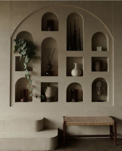 Arches Partition, Niches Design Wall, Niche Wall Decor, Wall Niches Ideas, Oman Architecture, Arch Bar, Niche Wall, Dorm Room Styles, Diy Wall Art Decor