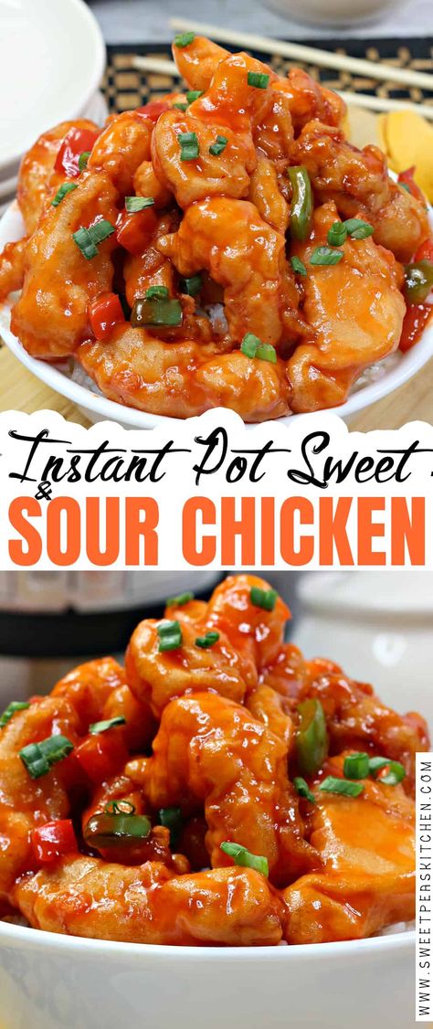 Instant Pot Sweet & Sour Chicken Recipe Pf Changs Sweet And Sour Chicken Recipe, Sweet Chili Chicken Instant Pot, Sticky Sweet And Sour Chicken, Instapot Dinner Recipes, Sweet And Sour Pork Recipe Easy, Instant Pot Chinese Recipes, Instapot Chicken Recipes, Chinese Meals, Sweet And Sour Chicken Recipe