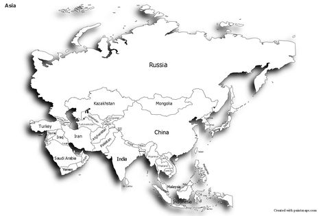 Sample Maps for Asia (black-white,shadowy) Shadow Effect, Asia Map, Map Maker, Paint Colors For Home, Arsenal, Paint Colors, Resolution, Black White, Map